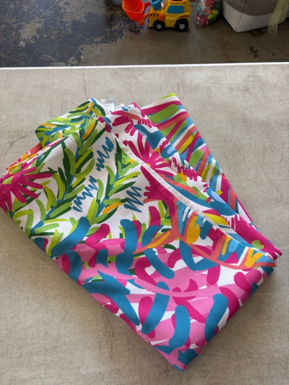 Lilly Pulitzer Inspired Colorful Tropical Leaf Print Shower Curtain